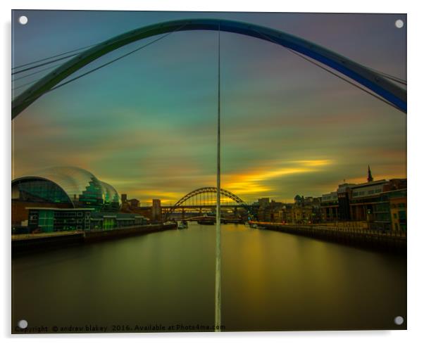 sunset  from Gateshead millennium bridge Acrylic by andrew blakey