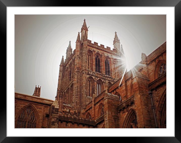 hereford cathedral in sunlight Framed Mounted Print by paul ratcliffe