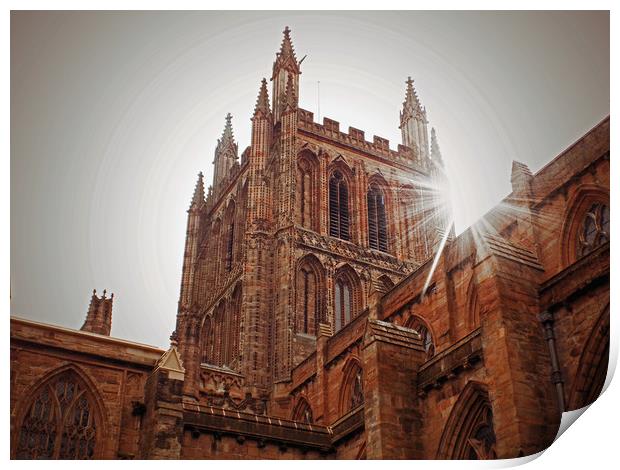 hereford cathedral in sunlight Print by paul ratcliffe