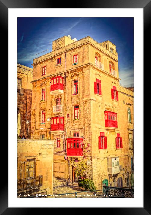 All Red Town House Framed Mounted Print by Peter Farrington