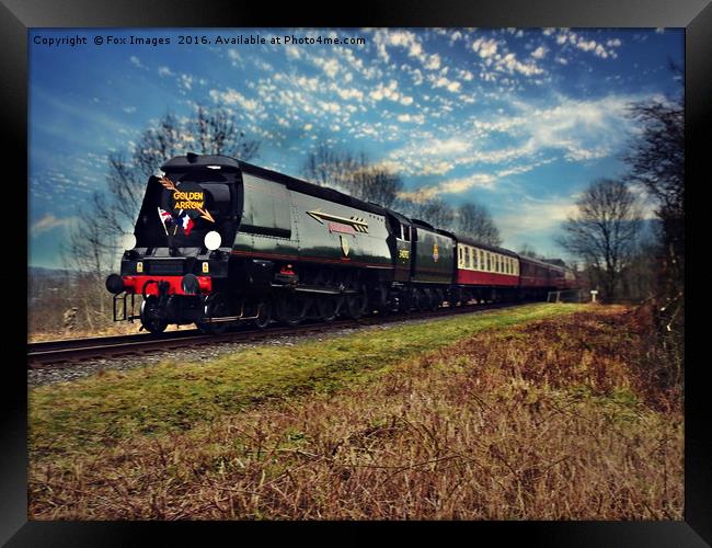 Golden Arrrow Train Framed Print by Derrick Fox Lomax