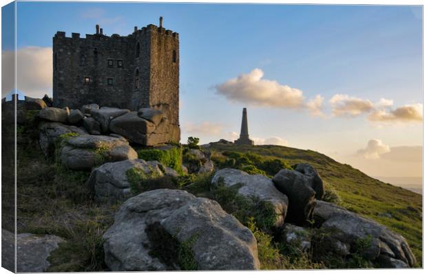 Carn Brea Castle and the Basset Monument, Cornwall Canvas Print by Brian Pierce