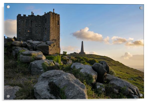 Carn Brea Castle and the Basset Monument, Cornwall Acrylic by Brian Pierce