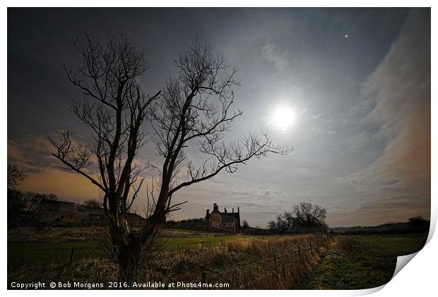 Machen Manor Midnight Moon        Print by Bob Morgans