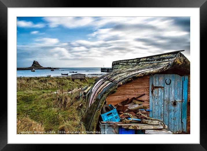 Boat Hut on Holy Island Framed Mounted Print by Gavin Liddle