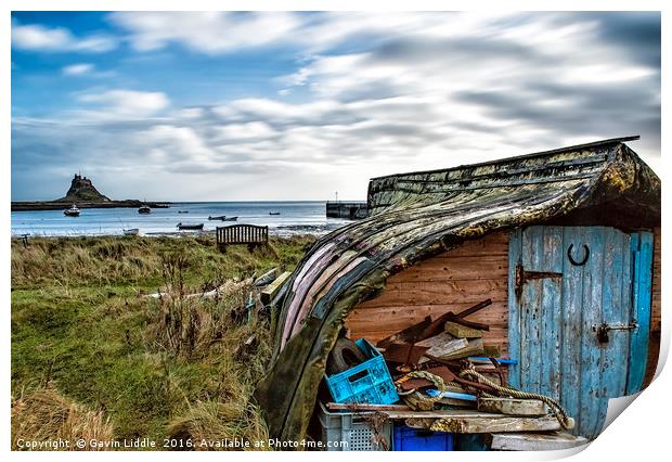 Boat Hut on Holy Island Print by Gavin Liddle