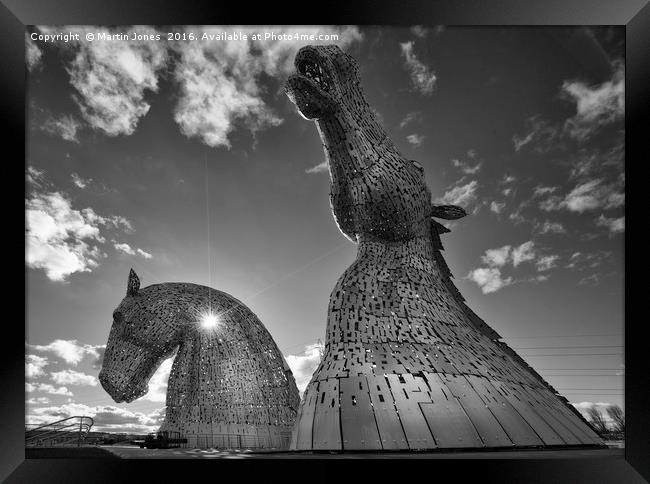Late Evening Sun at The Kelpies Framed Print by K7 Photography