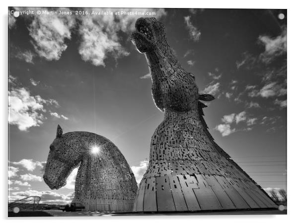 Late Evening Sun at The Kelpies Acrylic by K7 Photography