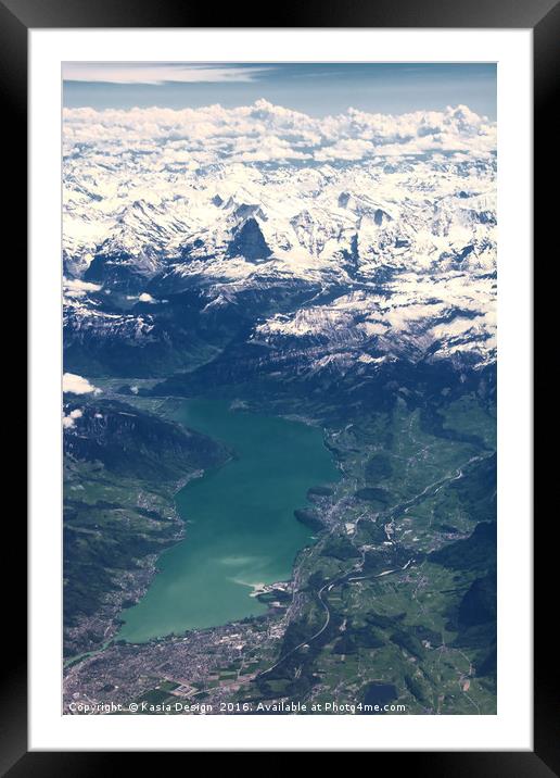 Eiger North Face and Lake Thun, Switzerland Framed Mounted Print by Kasia Design