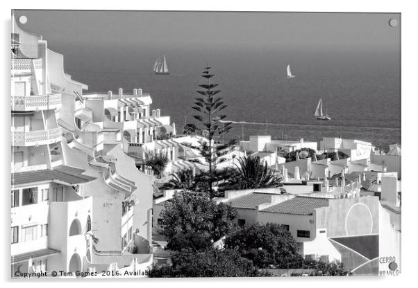 Albufeira, Algarve - B&W Acrylic by Tom Gomez