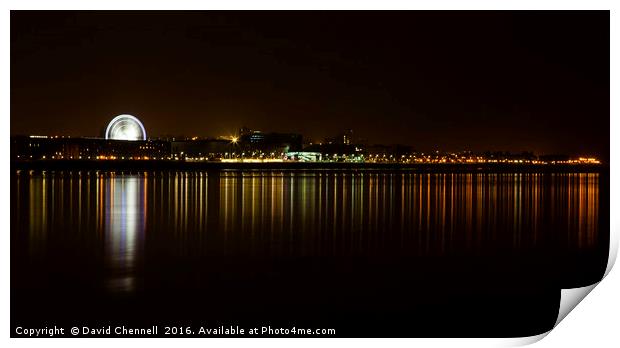 Liverpool Big Wheel & South Docks Reflection  Print by David Chennell