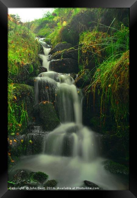 Pennine Way Waterfall Framed Print by John Gent