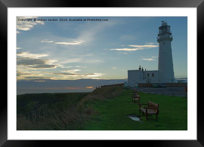 LIGHTHOUSE MORNING Framed Mounted Print by andrew saxton