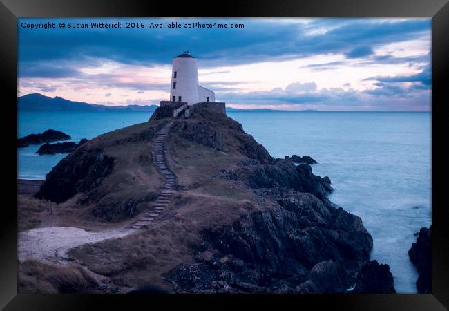 Llanddwyn Lighthouse Framed Print by Susan Witterick