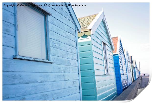 Southwold Beach Huts Print by Graham Custance