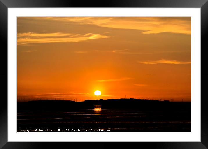 Hilbre Island Sunset Silhouette  Framed Mounted Print by David Chennell