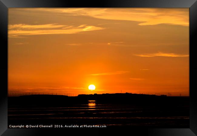 Hilbre Island Sunset Silhouette  Framed Print by David Chennell