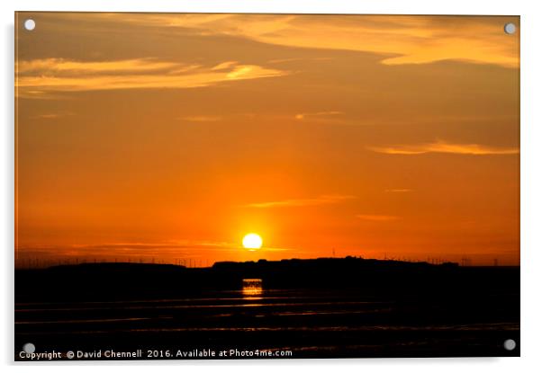 Hilbre Island Sunset Silhouette  Acrylic by David Chennell