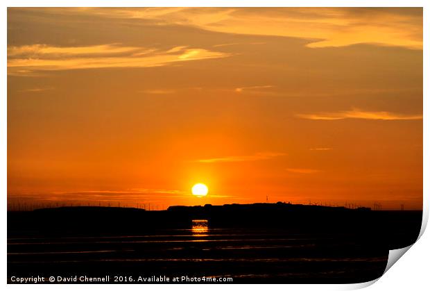 Hilbre Island Sunset Silhouette  Print by David Chennell