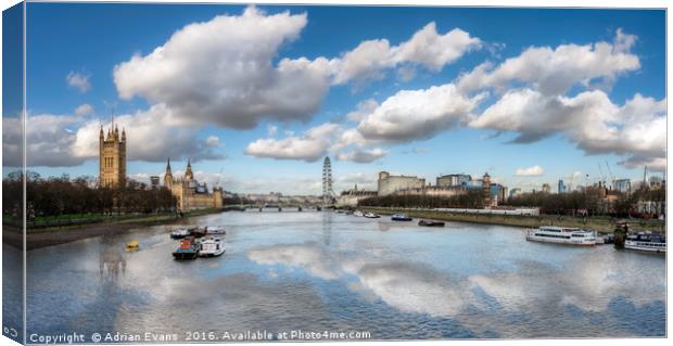 The River Thames London Canvas Print by Adrian Evans