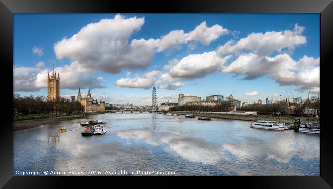 The River Thames London Framed Print by Adrian Evans