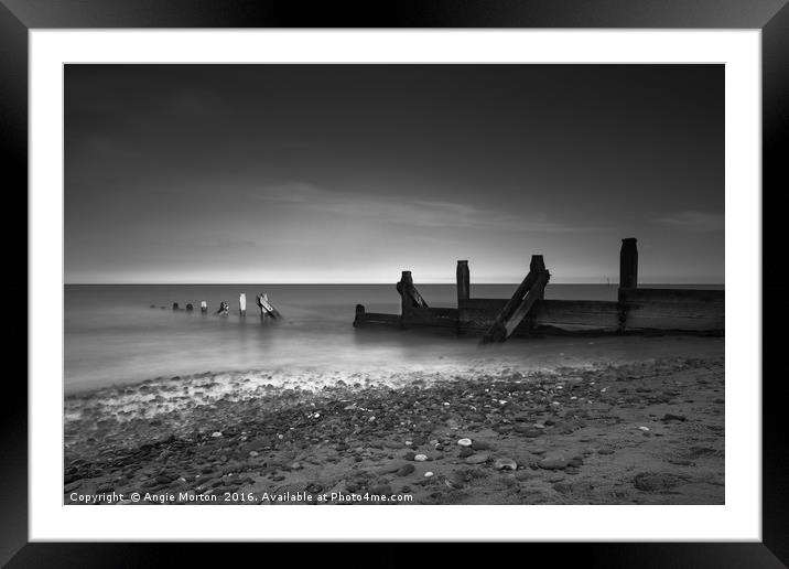 Withersea Beach Groyne Framed Mounted Print by Angie Morton