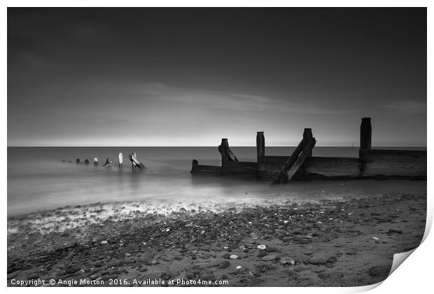 Withersea Beach Groyne Print by Angie Morton