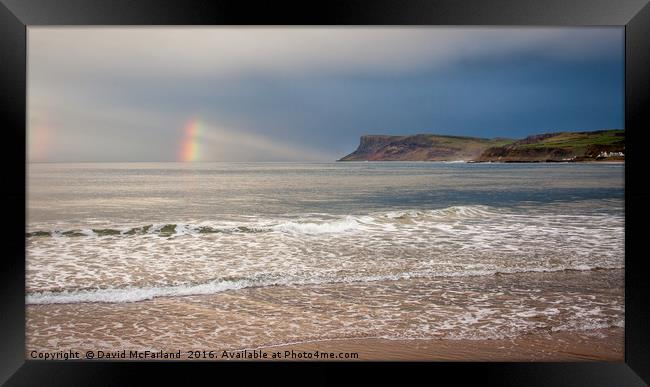 Fair Head Rainbow, Ballycastle Framed Print by David McFarland
