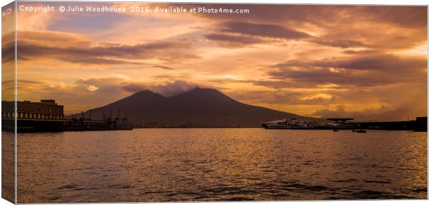 Sunset over the Bay of Naples and Vesuvius Canvas Print by Julie Woodhouse