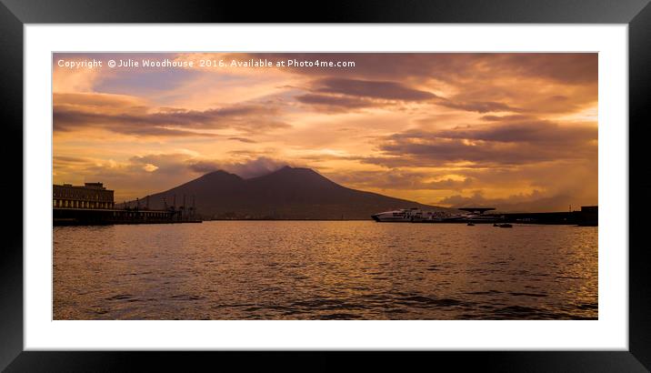 Sunset over the Bay of Naples and Vesuvius Framed Mounted Print by Julie Woodhouse