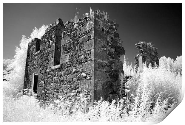 Pretty derelict black and white Print by Sonia Packer