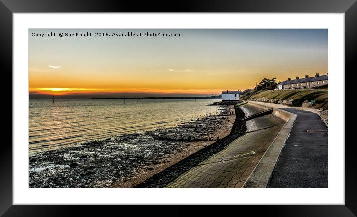 Sunset view of Lepe and the coastguard cottages,Ha Framed Mounted Print by Sue Knight