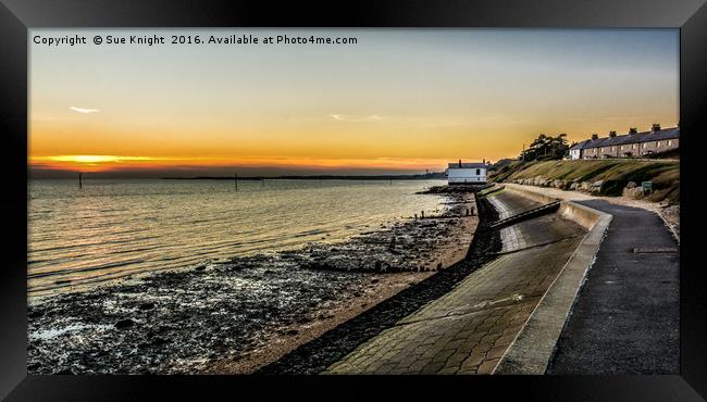 Sunset view of Lepe and the coastguard cottages,Ha Framed Print by Sue Knight