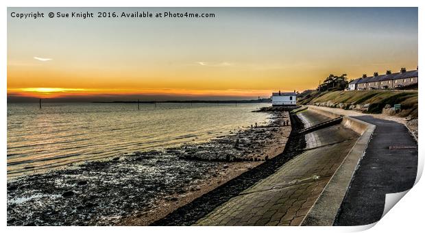Sunset view of Lepe and the coastguard cottages,Ha Print by Sue Knight