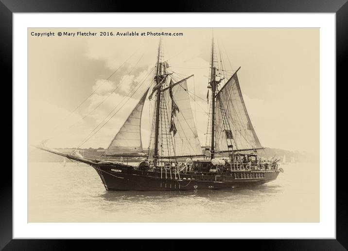Atlya, Spanish Tall Ship Framed Mounted Print by Mary Fletcher