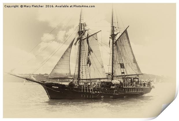 Atlya, Spanish Tall Ship Print by Mary Fletcher