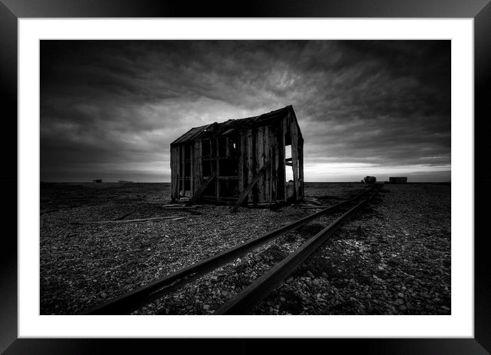 Old Hut Monochrome Framed Mounted Print by mark leader