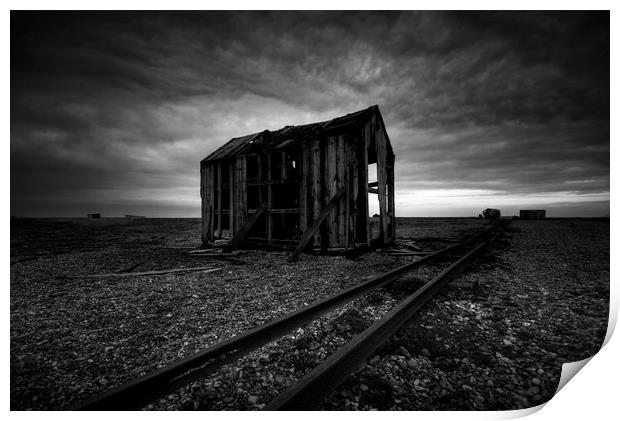 Old Hut Monochrome Print by mark leader