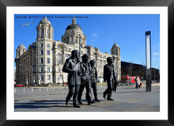 Statue of the Beatles at Liverpool's Pier Head. Framed Mounted Print by Frank Irwin