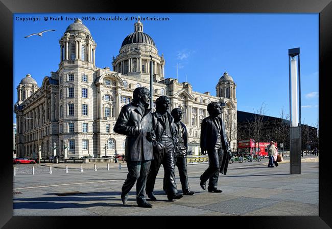 Statue of the Beatles at Liverpool's Pier Head. Framed Print by Frank Irwin
