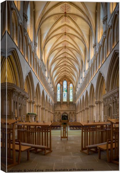 Wells Cathedral Nave Canvas Print by John Ealing