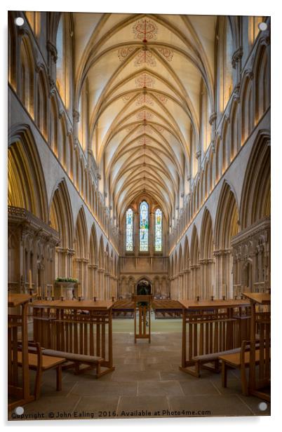 Wells Cathedral Nave Acrylic by John Ealing