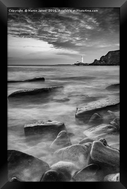 St Marys Lighthouse from Old Hartley Rocks Framed Print by K7 Photography