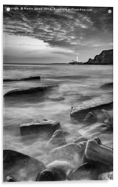 St Marys Lighthouse from Old Hartley Rocks Acrylic by K7 Photography