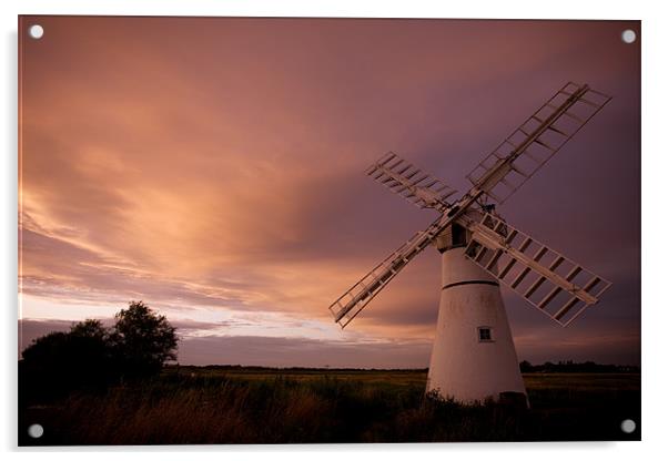 Thurne Windmill Sunset Acrylic by Simon Wrigglesworth