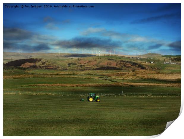 Tractor in the countryside Print by Derrick Fox Lomax