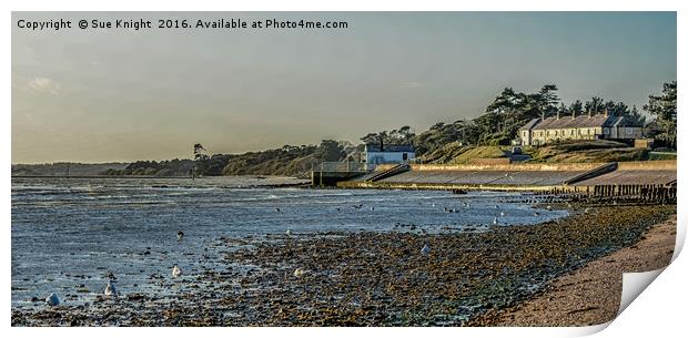 Tide out at Lepe,Hampshire Print by Sue Knight