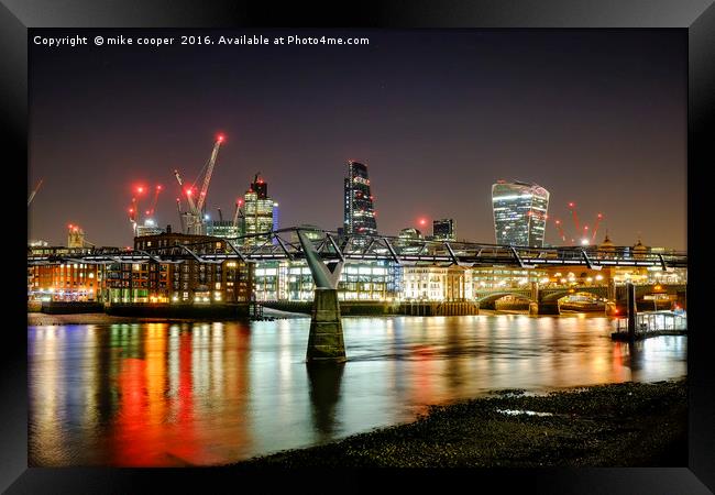 London's night skyline Framed Print by mike cooper