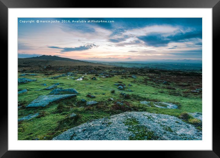 Granite rocks in Dartmoor Park , UK Framed Mounted Print by marcin jucha