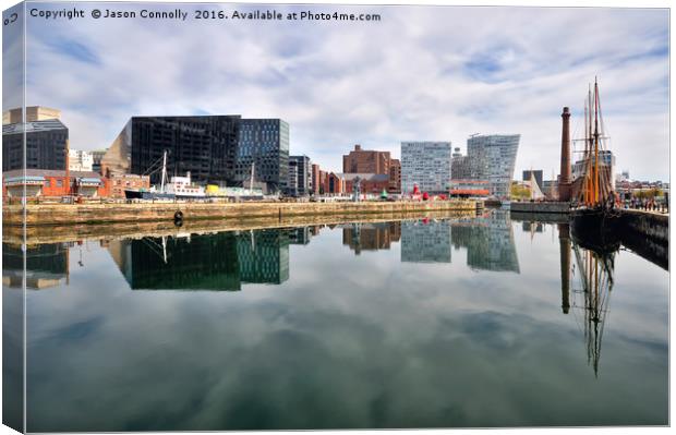 Canning Dock Reflections, Liverpool Canvas Print by Jason Connolly